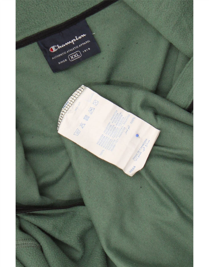Pulover pentru bărbați Champion, cu fermoar și gât, poliester verde 2XL