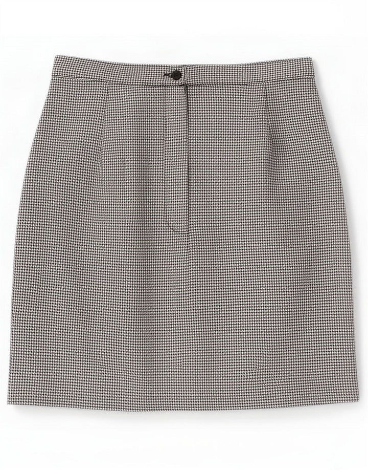 Fusta mini vintage pentru femei IT 42 Medium W26 Poliester picior de găin negru