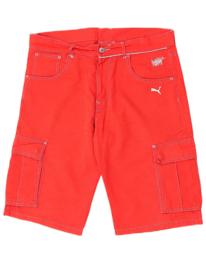 Pantaloni scurti cargo Puma pentru bărbați W34, bumbac roșu mare
