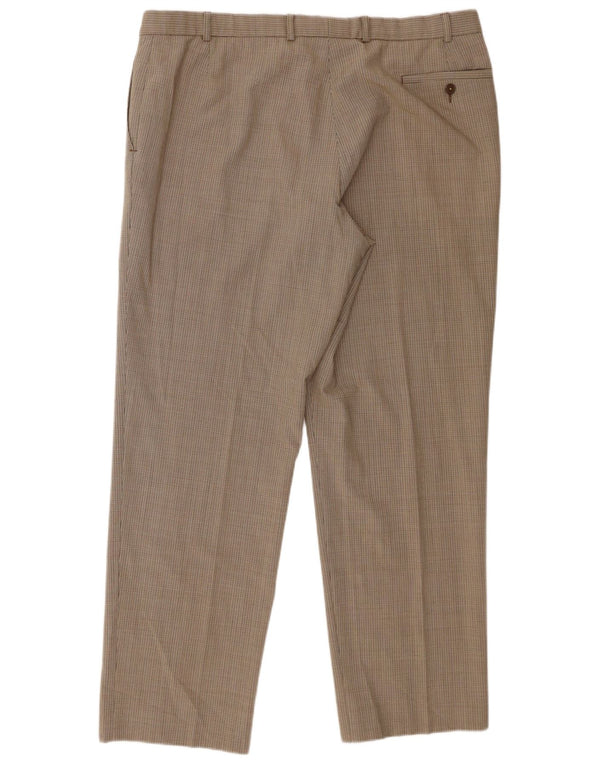 Pantaloni de costum drept bărbați Marks & Spencer L40 L31 Bej Houndstooth