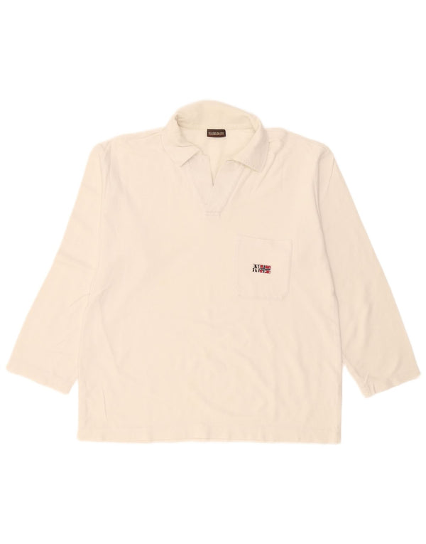 Tricou polo cu mânecă lungă pentru bărbați Napapijri, bumbac alb XL