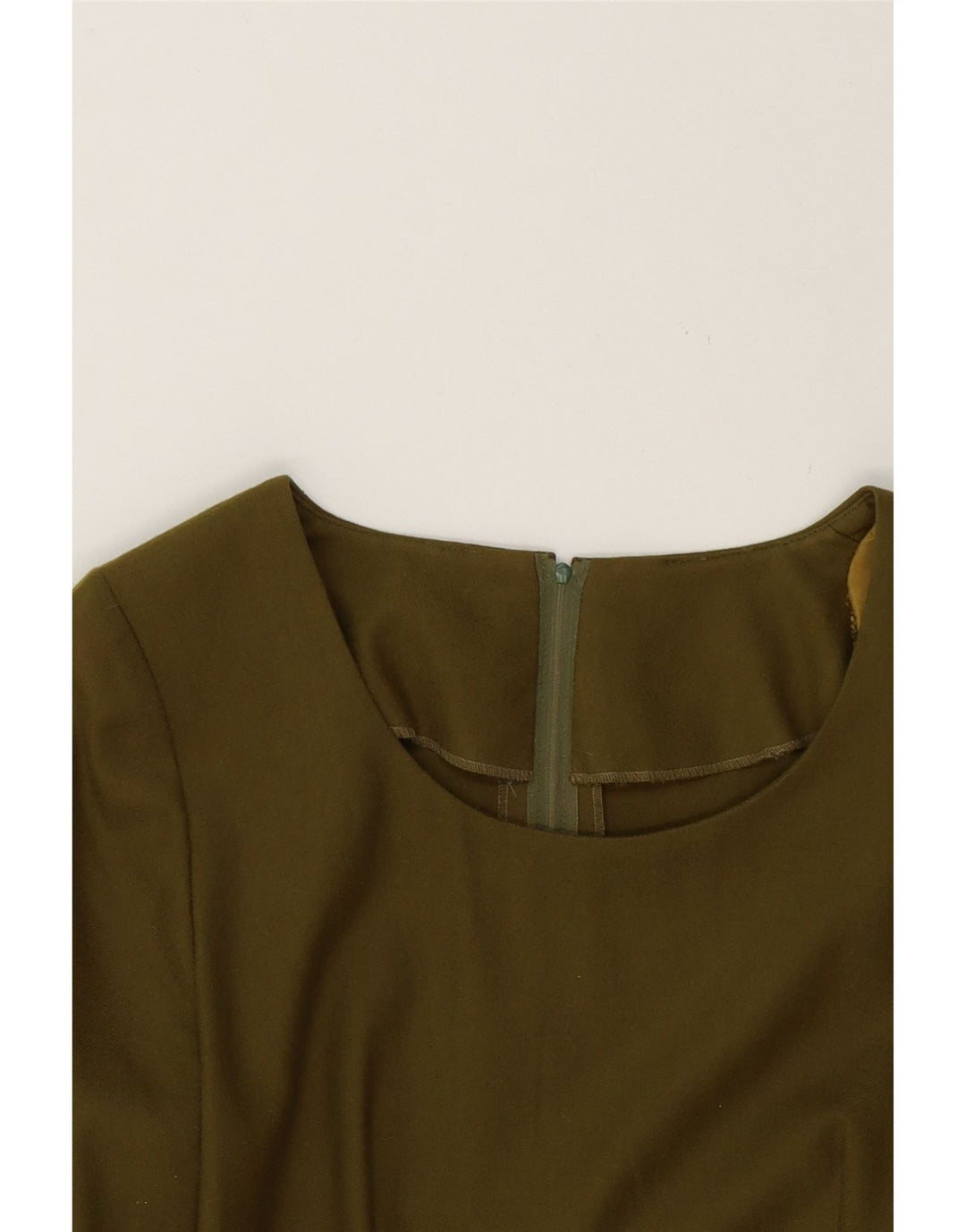 VINTAGE Womens Long Sleeve Sheath Dress UK 12 Medium Khaki Vintage Vintage and Second-Hand Vintage from Messina Hembry 