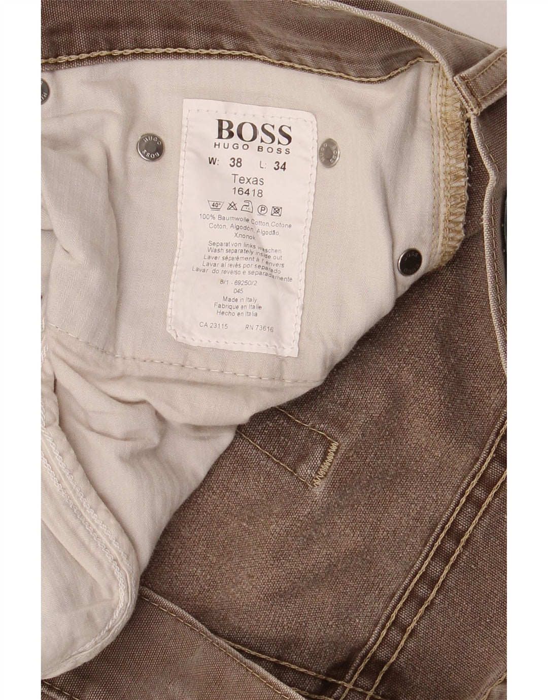 Blugi tăiați pentru bărbați HUGO BOSS W38 L25 maro bumbac
