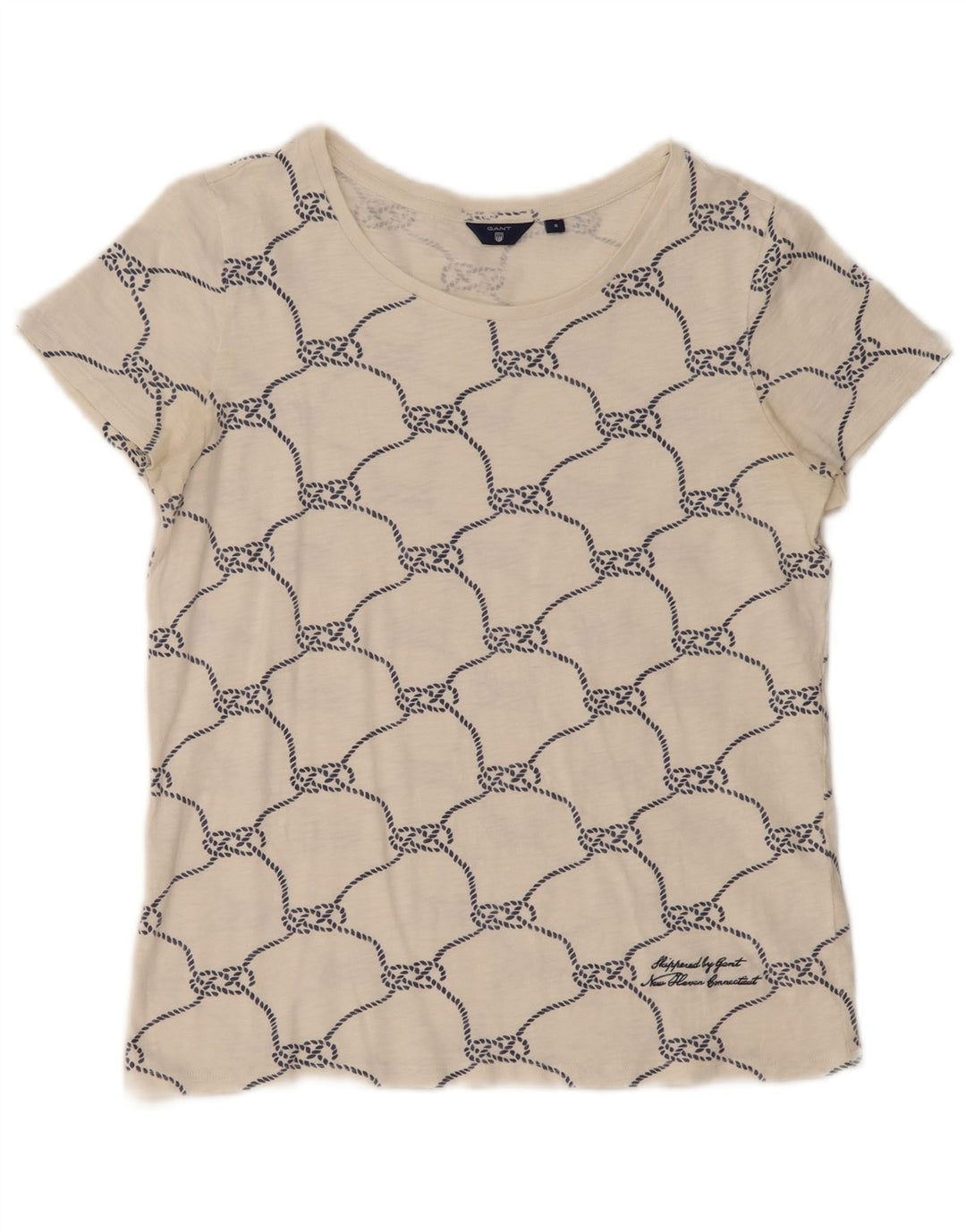 GANT Tricou cu model abstract pentru femei Top UK 10 Bumbac alb mic