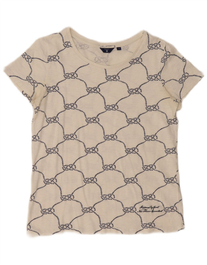 GANT Tricou cu model abstract pentru femei Top UK 10 Bumbac alb mic