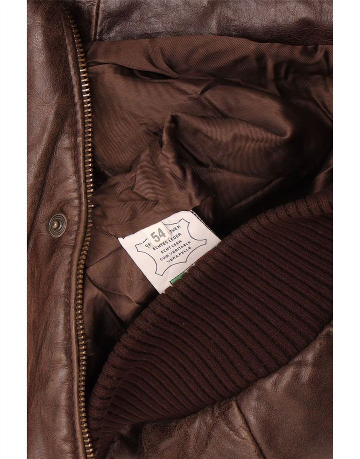 Geacă din piele vintage pentru bărbați IT 54 2XL din piele maro