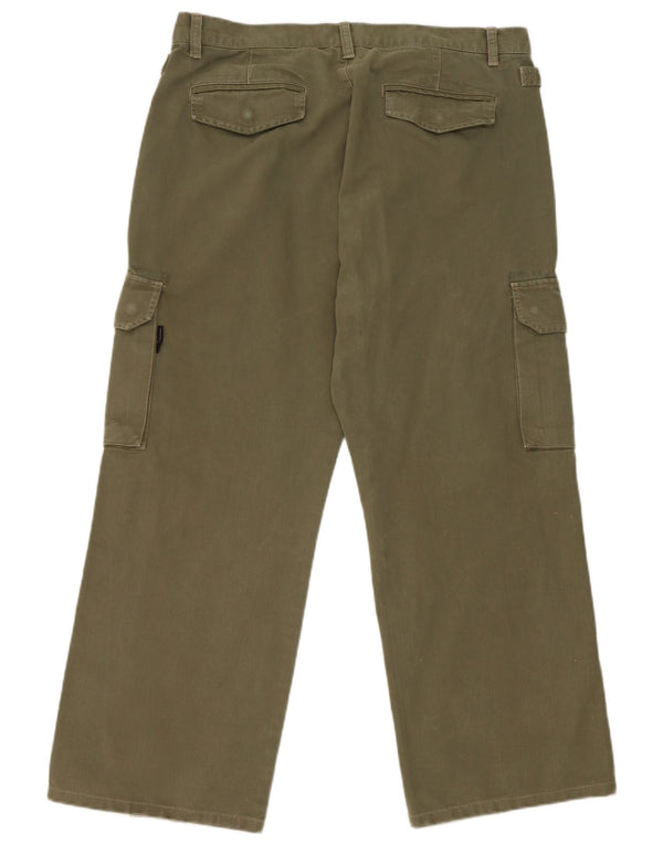 Sergio Tacchini Pantaloni cargo cu picioare largi pentru bărbați W34 L27 verde