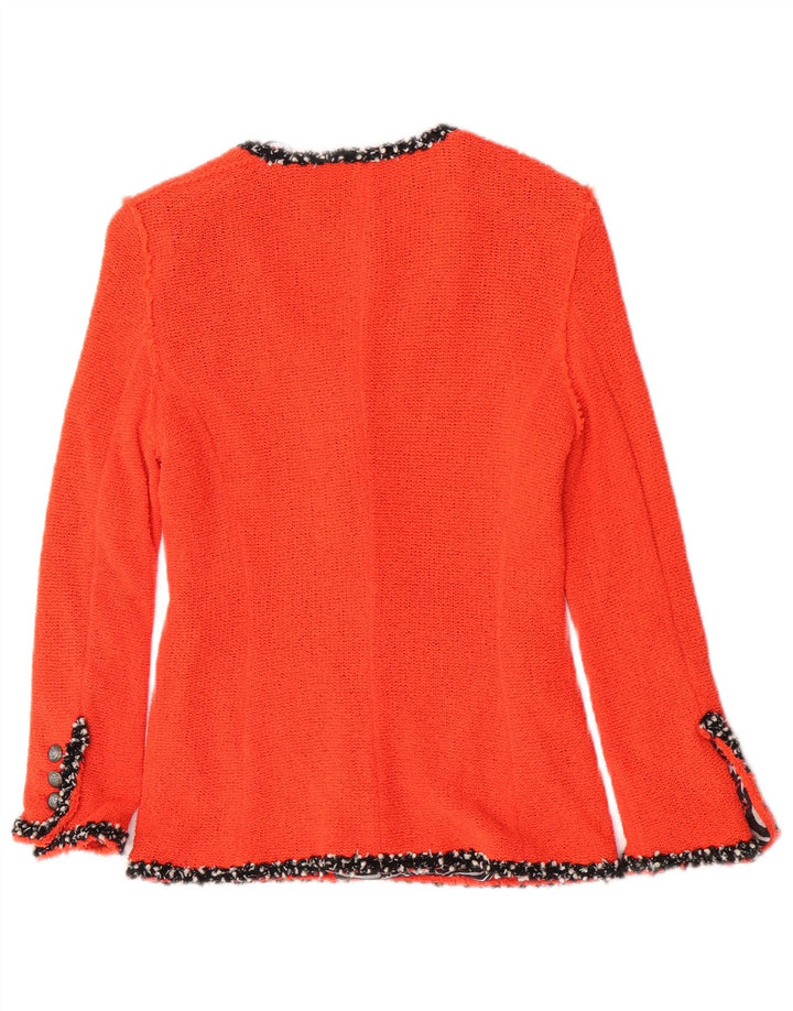 Jachetă pentru femei Zara din tricot cu 4 nasturi, UK 12, bumbac portocaliu mediu