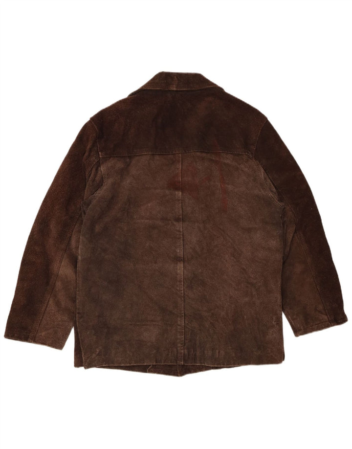 Jachetă vintage pentru bărbați din piele intoarsa UK 38 maro mediu