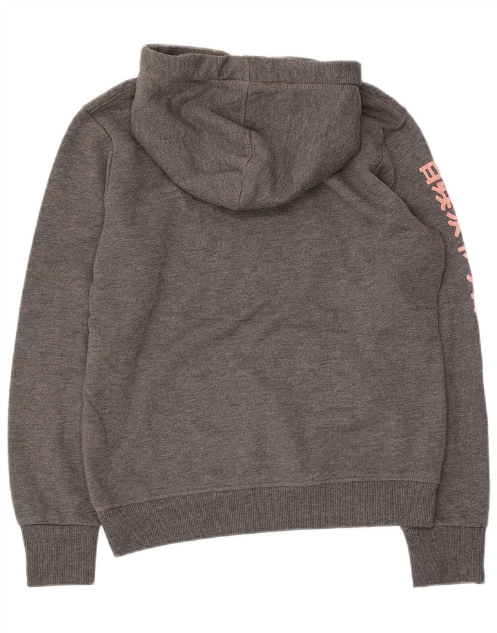 SUPERDRY Pulover cu glugă grafic pentru femei UK 14 Medium Gri Poliester