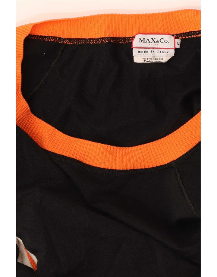 Max & Co. Top pentru femei cu umăr deschis UK 12 Medium Black Colorblock