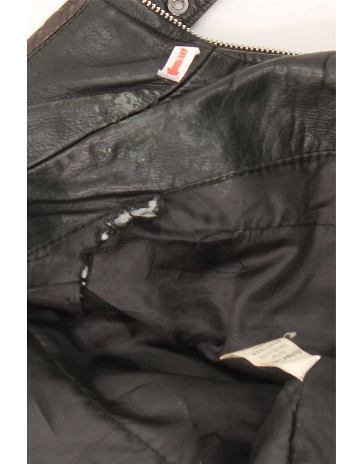 Jachetă de piele vintage pentru femei UK 14 Medium Black