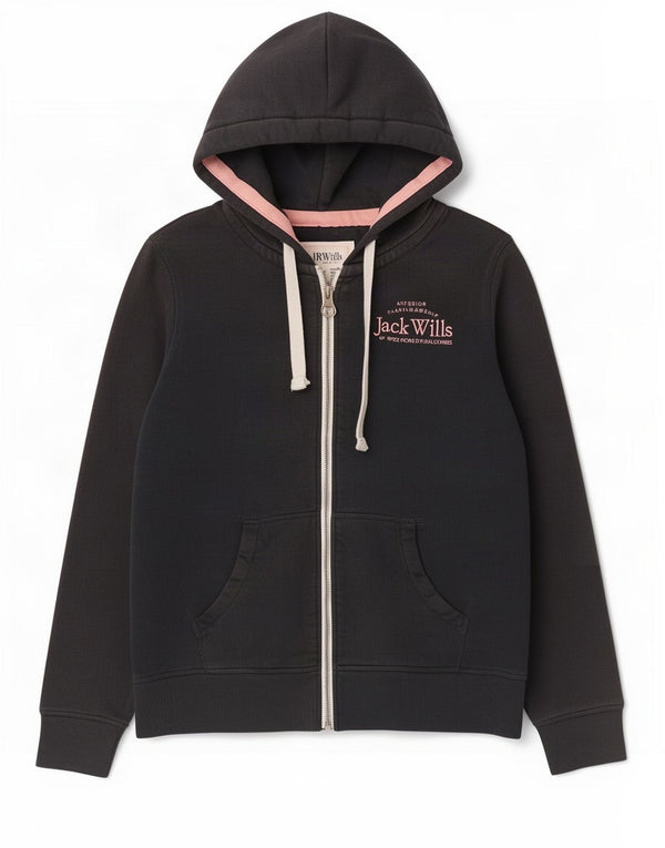 Pulover Jack Wills pentru femei, cu fermoar, UK 12, bumbac mediu negru