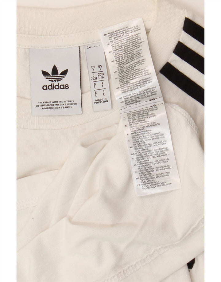Top pentru bărbați Adidas cu mânecă lungă, mare, alb, bumbac