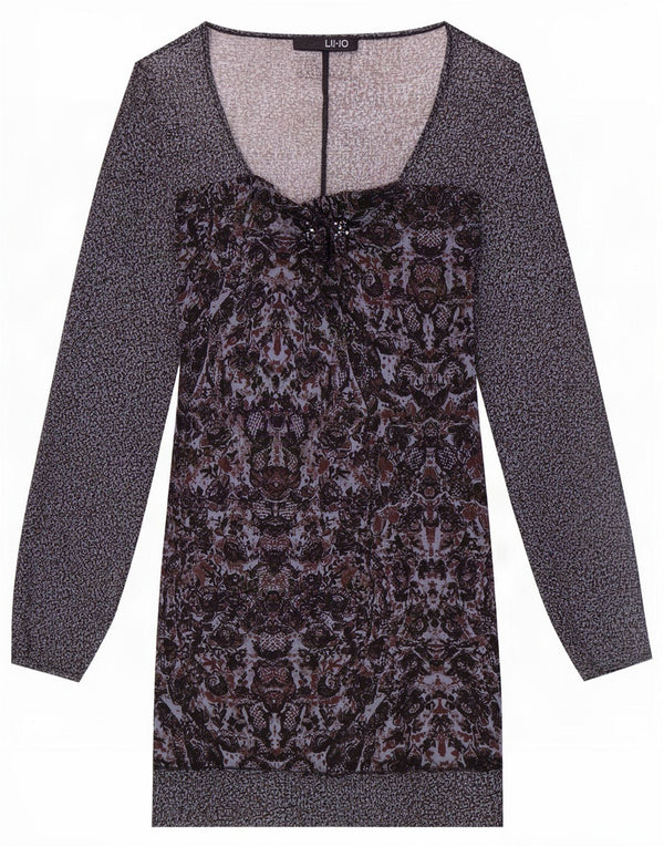 Rochie cu mâneci lungi Liu Jo pentru damă, UK 4 XS, gri, florală