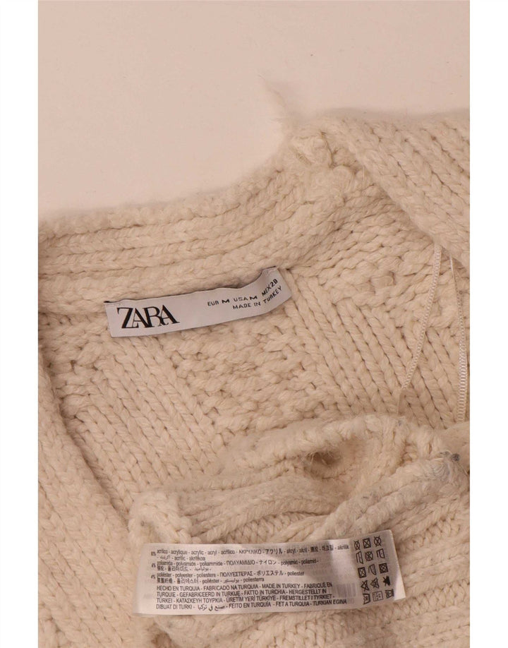Pulover supradimensionat pentru femei Zara UK 14 Medium Acrilic alb