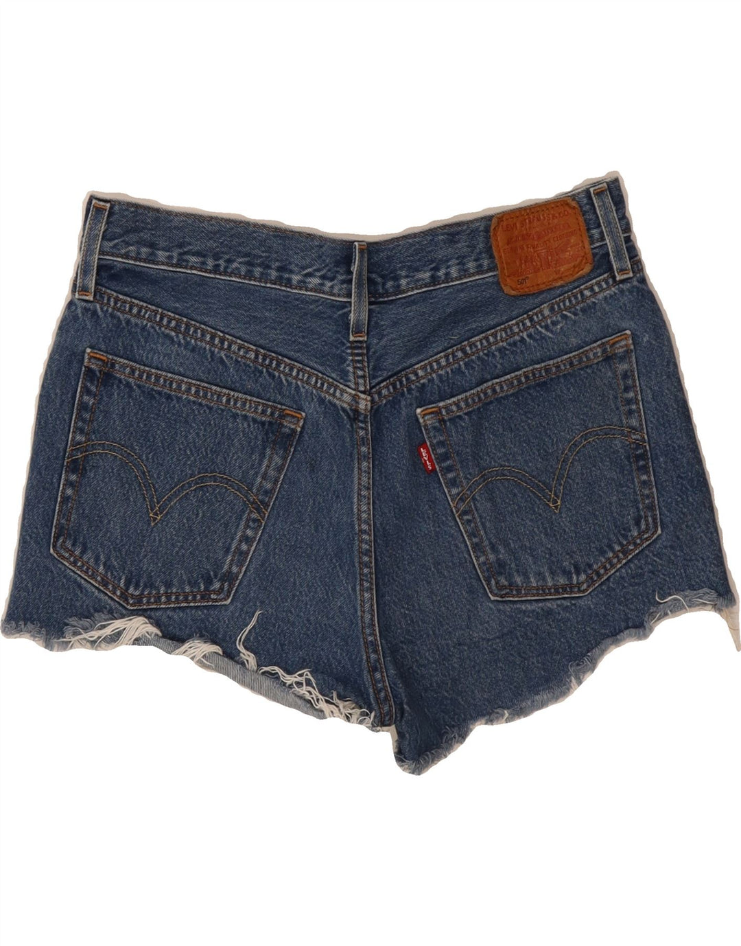 LEVI'S Womens 501 Distressed Denim Shorts W28 Medium  Blue Cotton Vintage Levi's and Second-Hand Levi's from Messina Hembry 