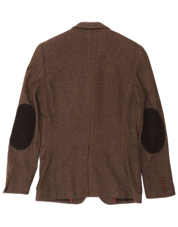 Jachetă Sisley pentru bărbați, cu 3 nasturi, IT 44 XS, lână maro cu oase