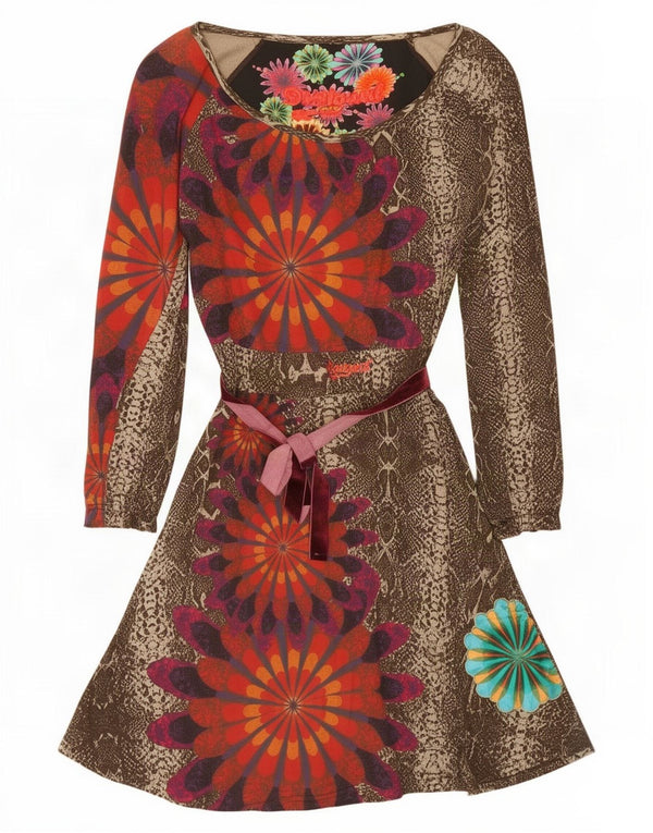 Rochie A-Line Desigual pentru femei, UK 18 XL, maro, imprimeu animal