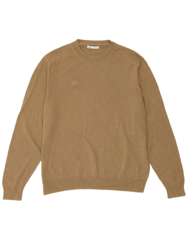 Pulover pentru bărbați Zara, cu decolteu, XL, bej, in