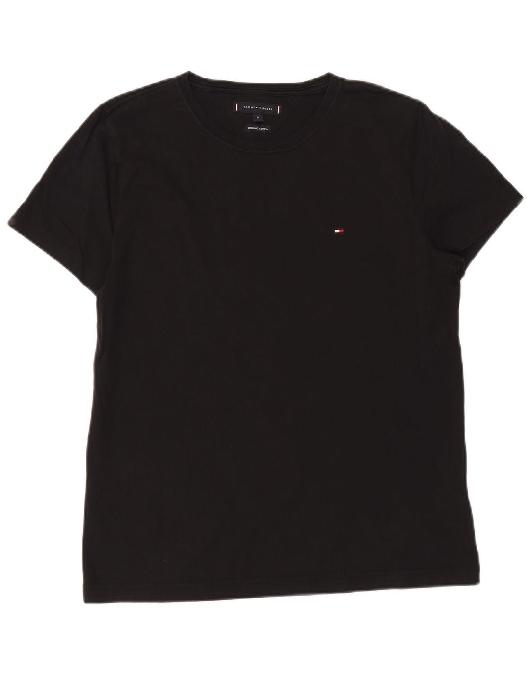 TOMMY HILFIGER Mens T-Shirt Top Medium Black Cotton