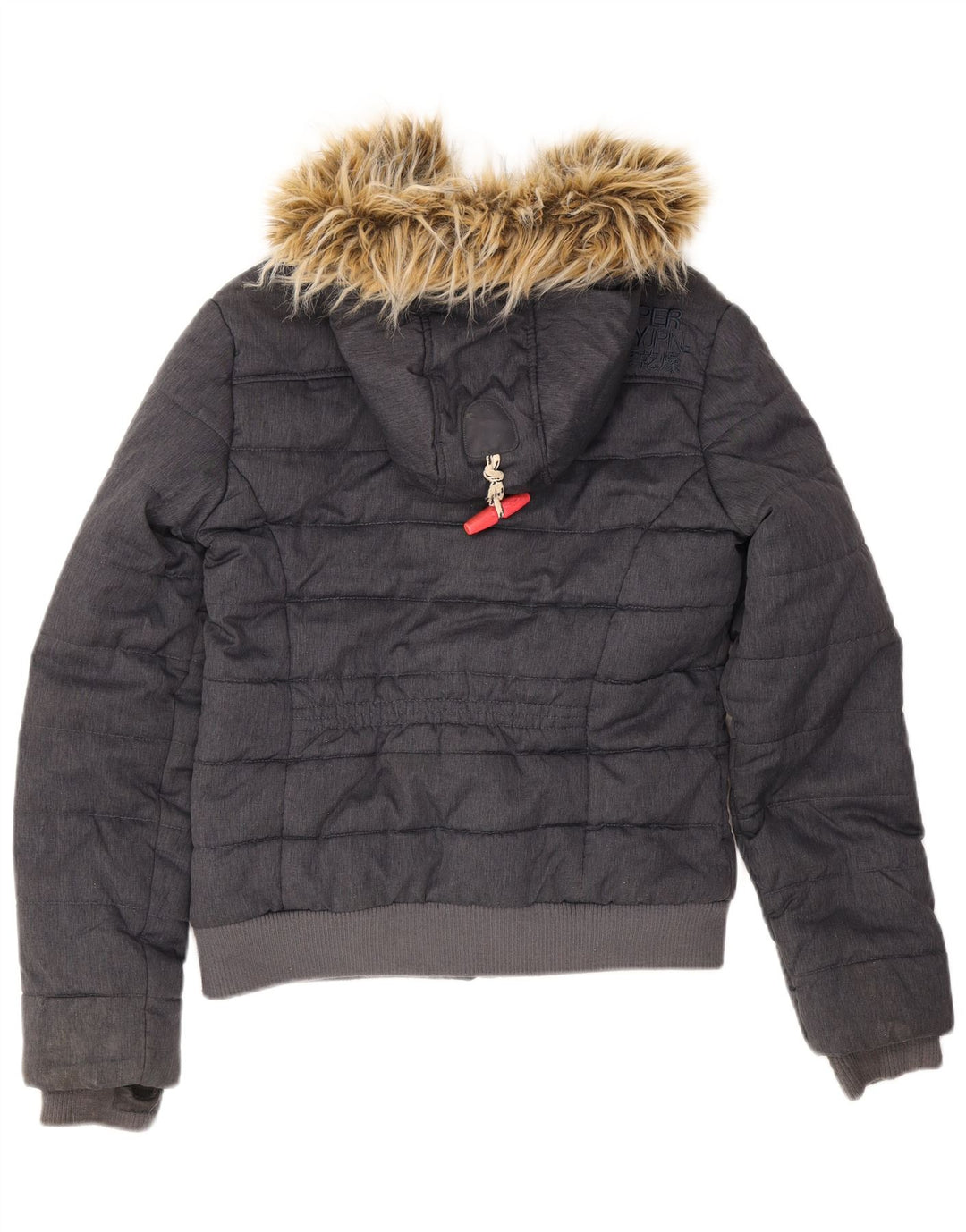 Jachetă căptușită cu glugă Superdry pentru femei UK 12 Medium Bleumarin Poliester