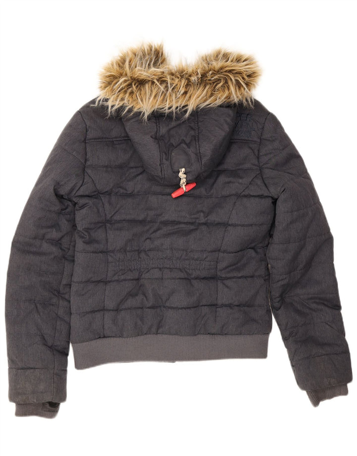 Jachetă căptușită cu glugă Superdry pentru femei UK 12 Medium Bleumarin Poliester