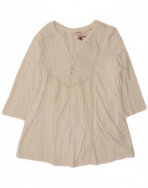 Bluză pentru femei Fat Face cu mâneci 3/4, UK 12, bumbac alb mediu