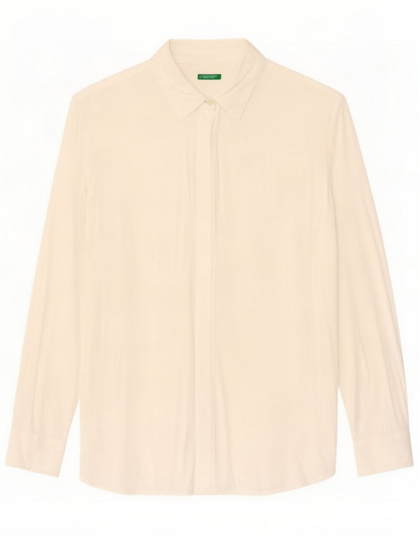 Benetton Cămașă supradimensionată pentru femei UK 10 Small White Viscose