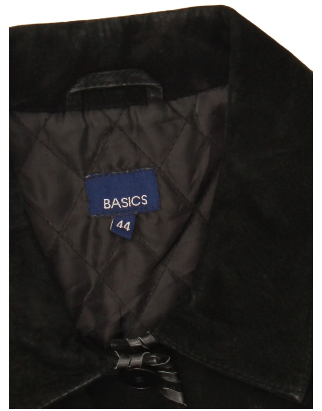 Basics Jachetă de piele intoarsa pentru femei UK 12 Medium Black Leather