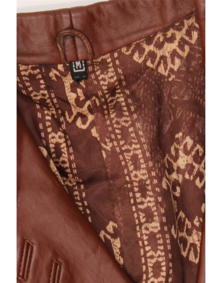 Palton supradimensionat din piele vintage pentru femei UK 14 piele maro medie