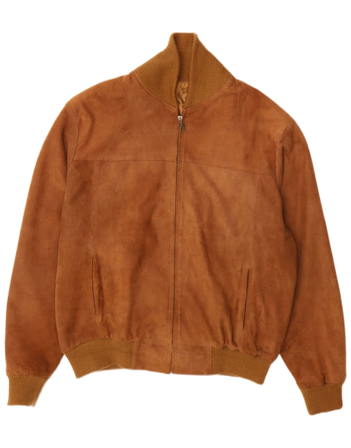 Bomber vintage pentru bărbați din piele intoarsa UK 40 mare maro