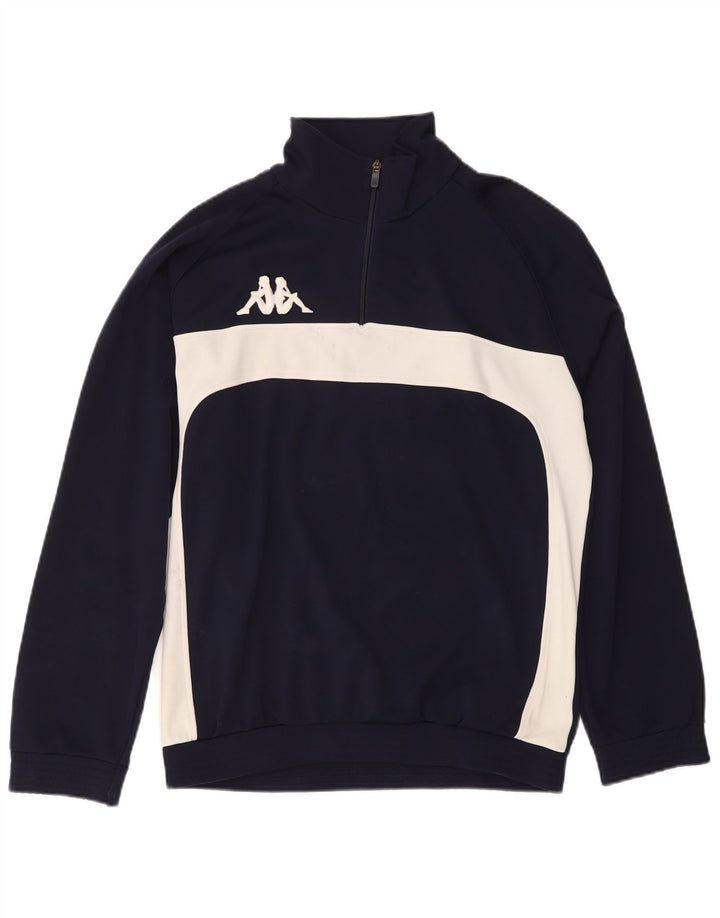 Pulover pentru bărbați KAPPA, cu fermoar, cu gât, XL, poliester color-bloc, albastru bleumarin