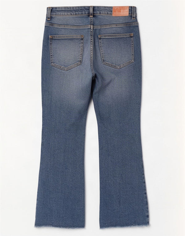 Blugi Zara Femei Crop Bootcut EU 40 Medium L30 L25 Bumbac Albastru