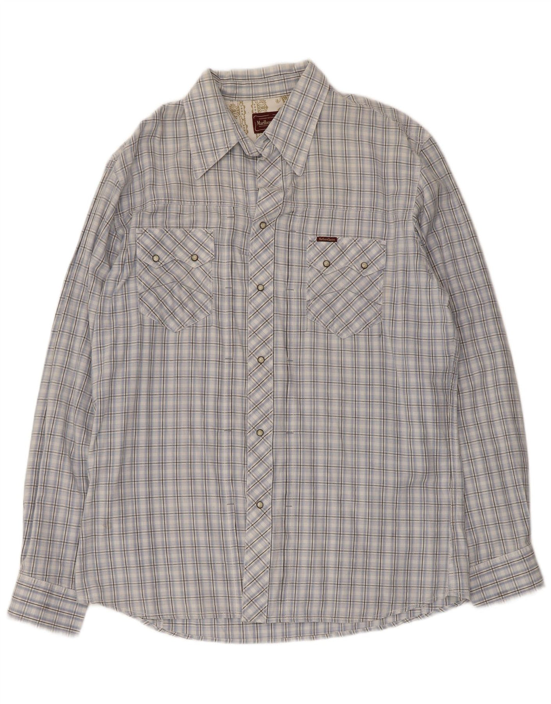Cămașă pentru bărbați Marlboro Classics 2XL, bumbac cu check albastru