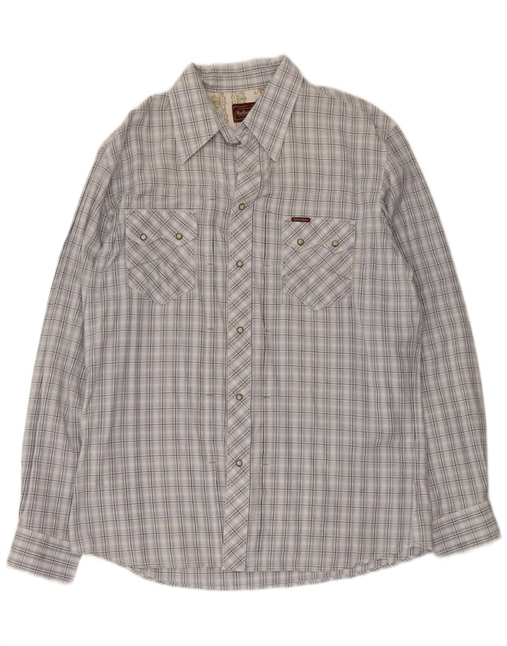 Cămașă pentru bărbați Marlboro Classics 2XL, bumbac cu check albastru