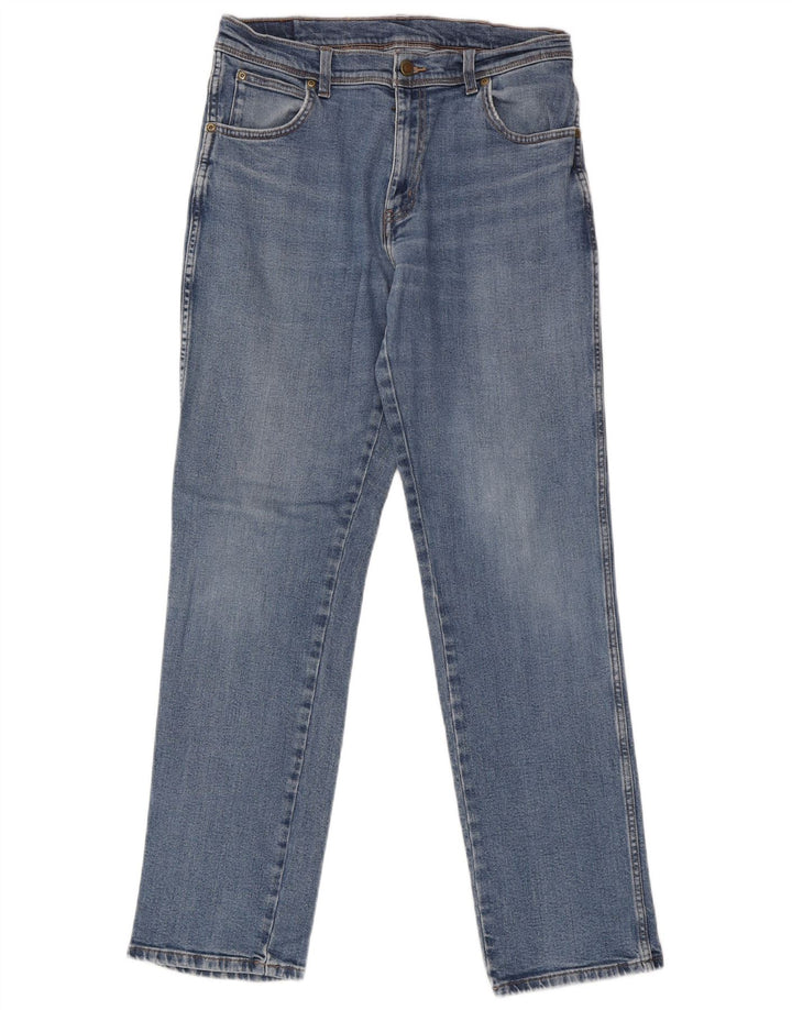 Blugi drepti pentru bărbați Wrangler W33 L34 Bumbac albastru