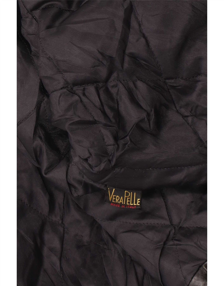 Jachetă de piele vintage pentru femei UK 14 Large Black