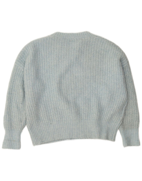 Zara Womens Oversized Boat Neck Jumper Sweater UK 14 Medium Blue Polyester