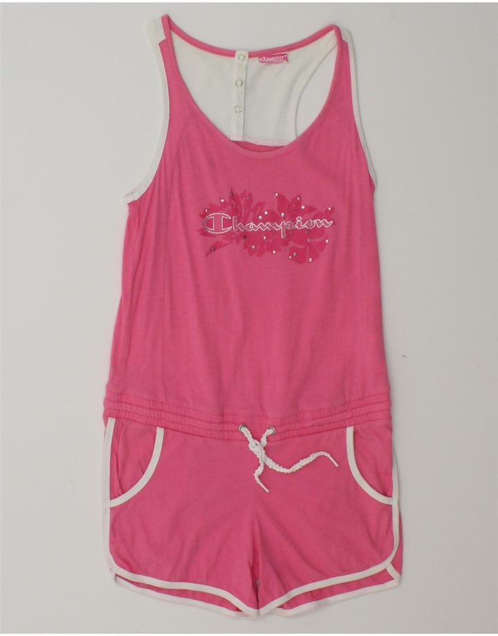 CHAMPION Womens Graphic Playsuit UK 8 Small  Pink Vintage Champion and Second-Hand Champion from Messina Hembry 
