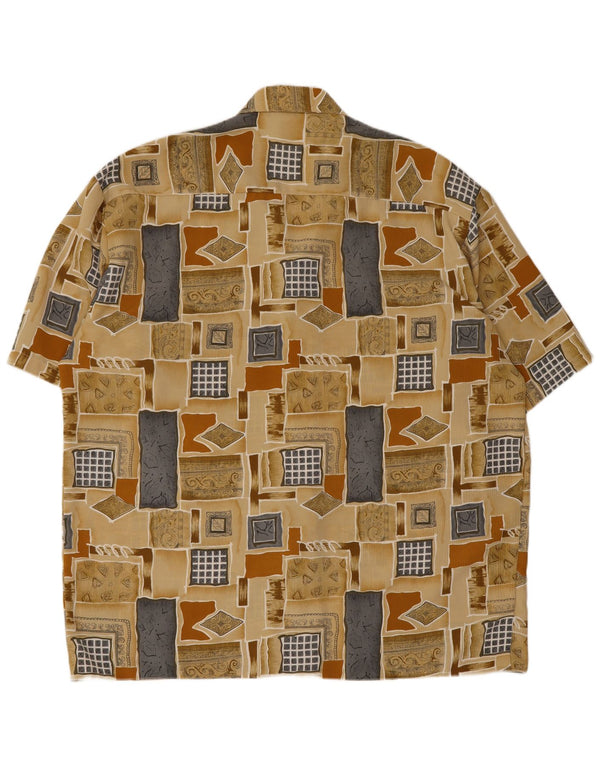 Cămașă Vintage pentru bărbați cu mânecă scurtă Mărimea 45 XL Bej Patchwork