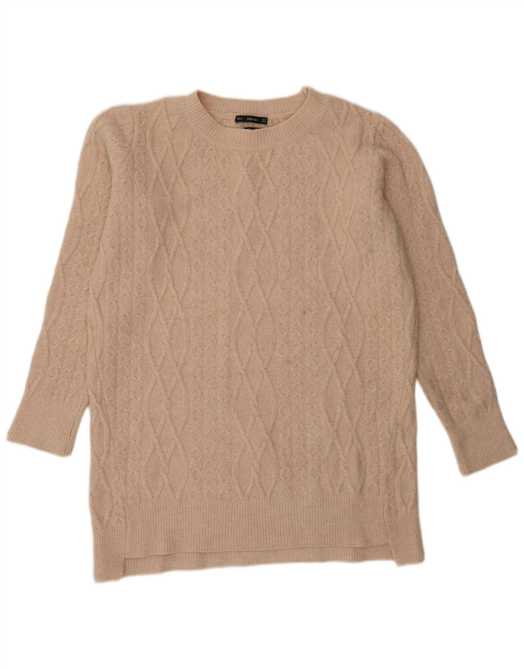 Pulover pentru damă Zara, cu paragate, cu gât crew, UK 14 Bej mediu