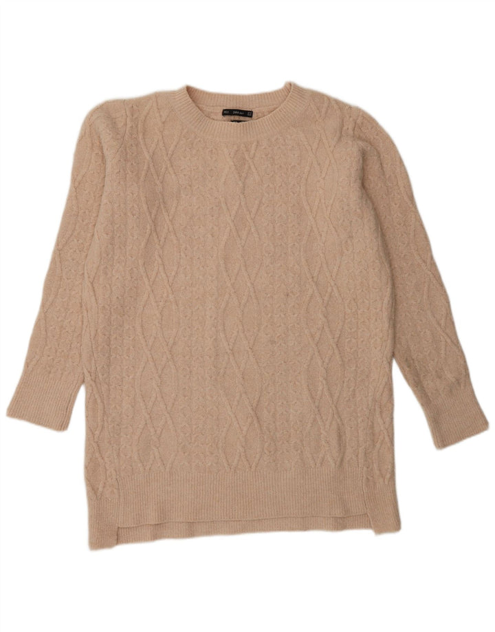 Pulover pentru damă Zara, cu paragate, cu gât crew, UK 14 Bej mediu