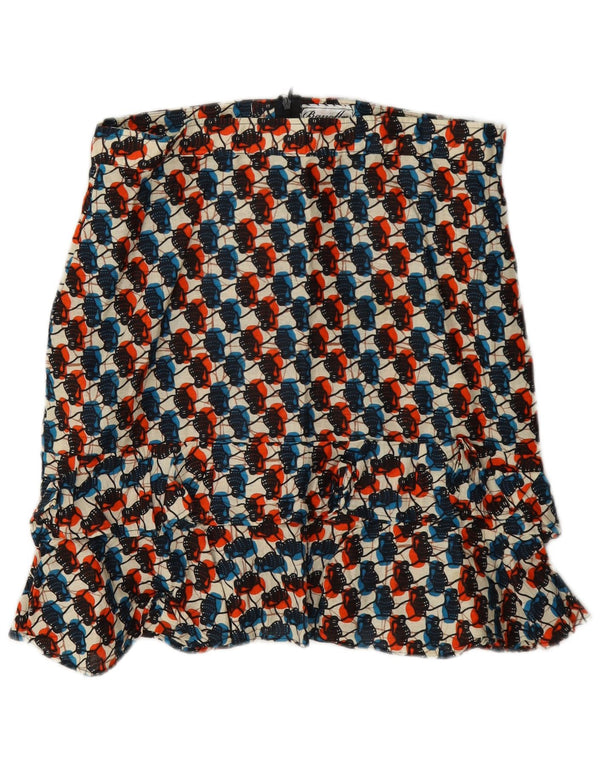 Fusta Vintage pentru femei cu model abstract cu volane XL W32 multicolor