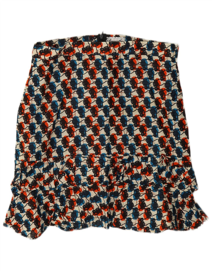 Fusta Vintage pentru femei cu model abstract cu volane XL W32 multicolor