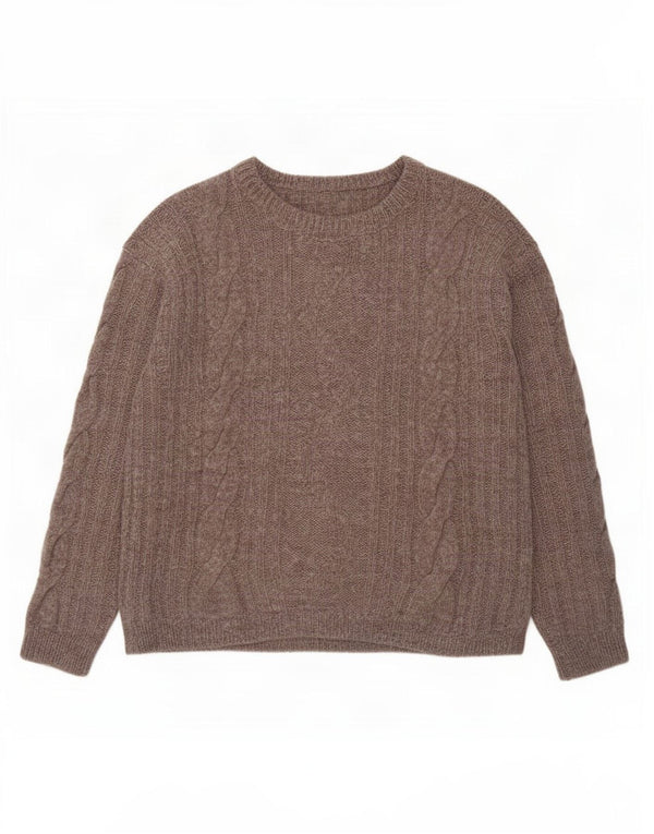 Pulover vintage pentru femei cu gâtul turnat, UK 14, gri mediu