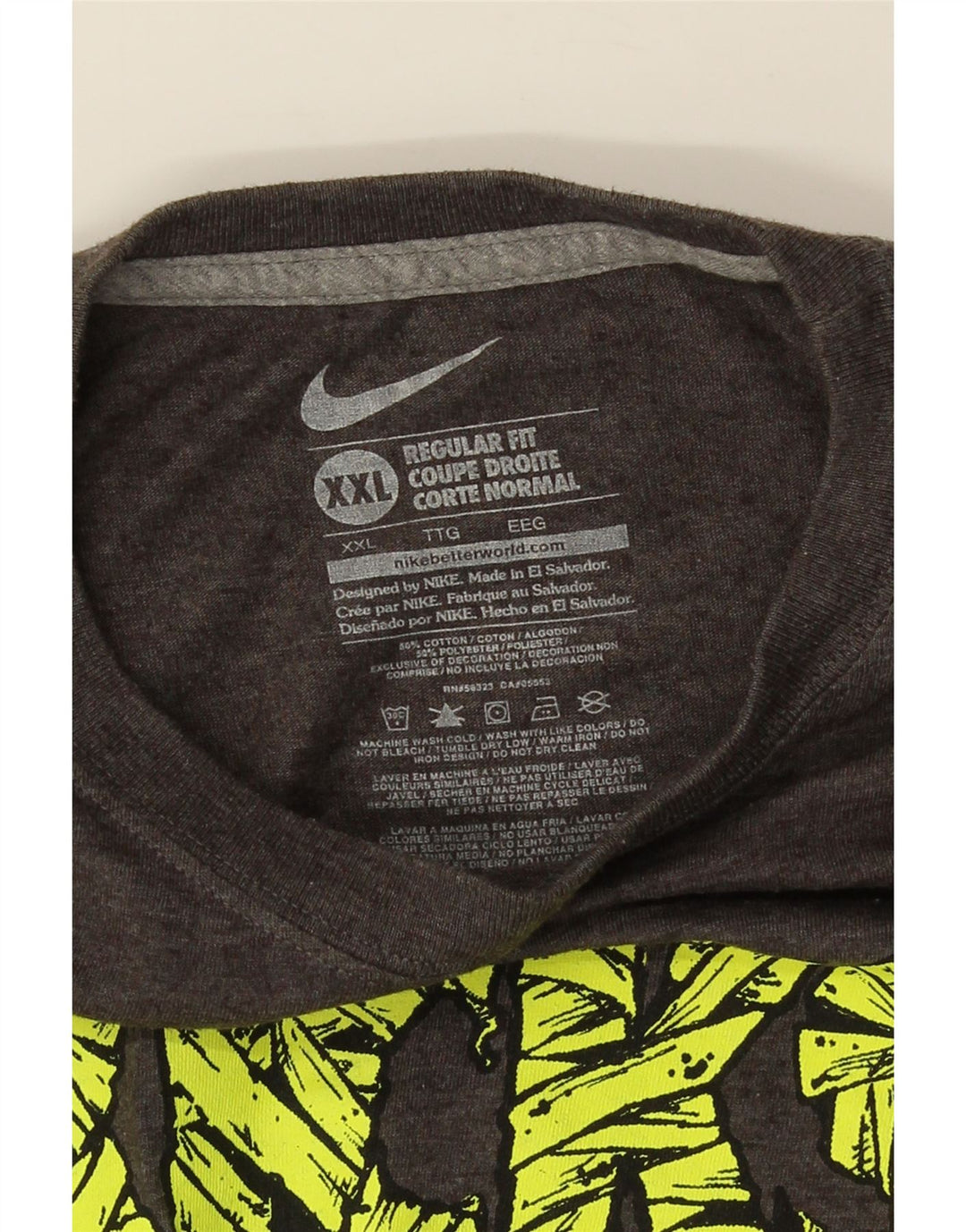 Tricou grafic NIKE pentru bărbați, cu croială normală, 2XL, bumbac gri