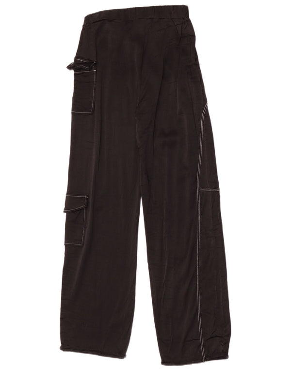 Pantaloni cargo pentru femei cu picioare largi Zara Mici L26 L27 Viscoză neagră