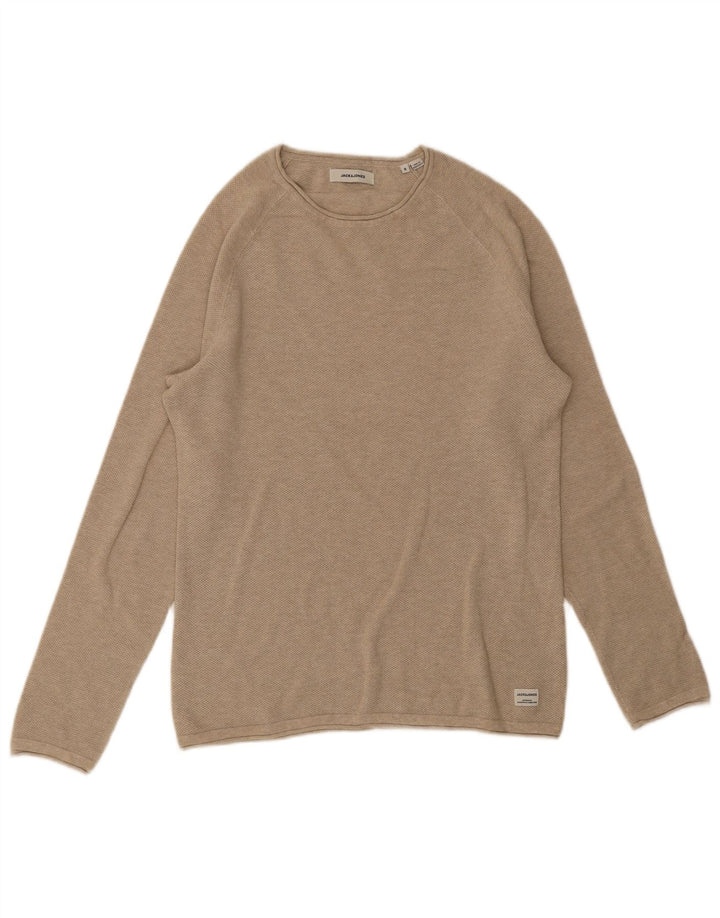 Pulover Jack & Jones pentru bărbați, cu gât de barcă, mic, bej