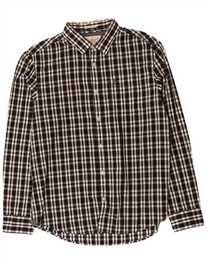 Cămașă pentru bărbați Penguin Heritage Slim Fit, mare, neagră, din bumbac